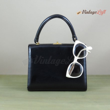 Borsetta Nera Trapezio & Occhiale Mor vintage